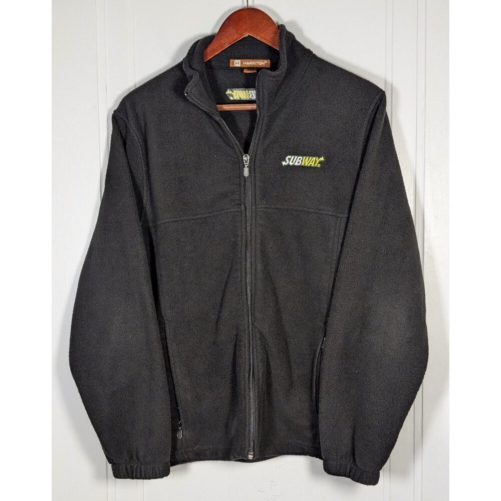 Subway Fleece Jacket Size Small Full Zip Unisex Black Harriton Sandwich Artist